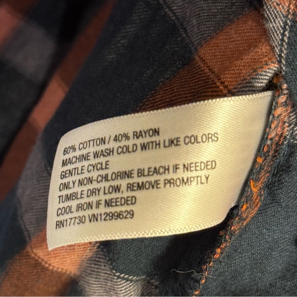 Knox Rose Teal & Orange Plaid Tunic Button Down Flannel Women’s Size Medium - Picture 7 of 7